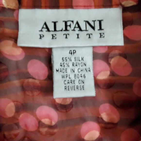 Alfani Petite semi sheer long sleeve abstract graphics button front 4P - Picture 7 of 7